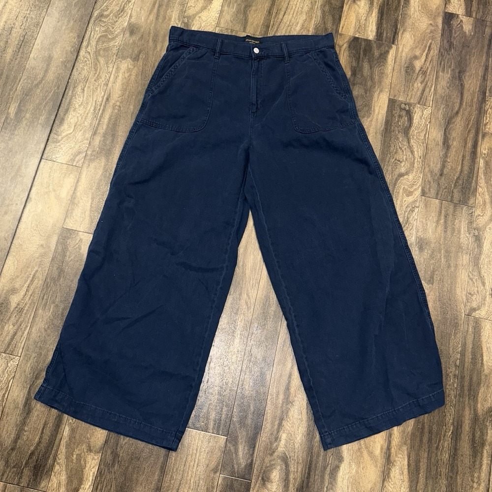 Banana Republic Wide Leg Jean Pants Womens Sz‎ 34/18 Navy Blue Casual Work Comfy